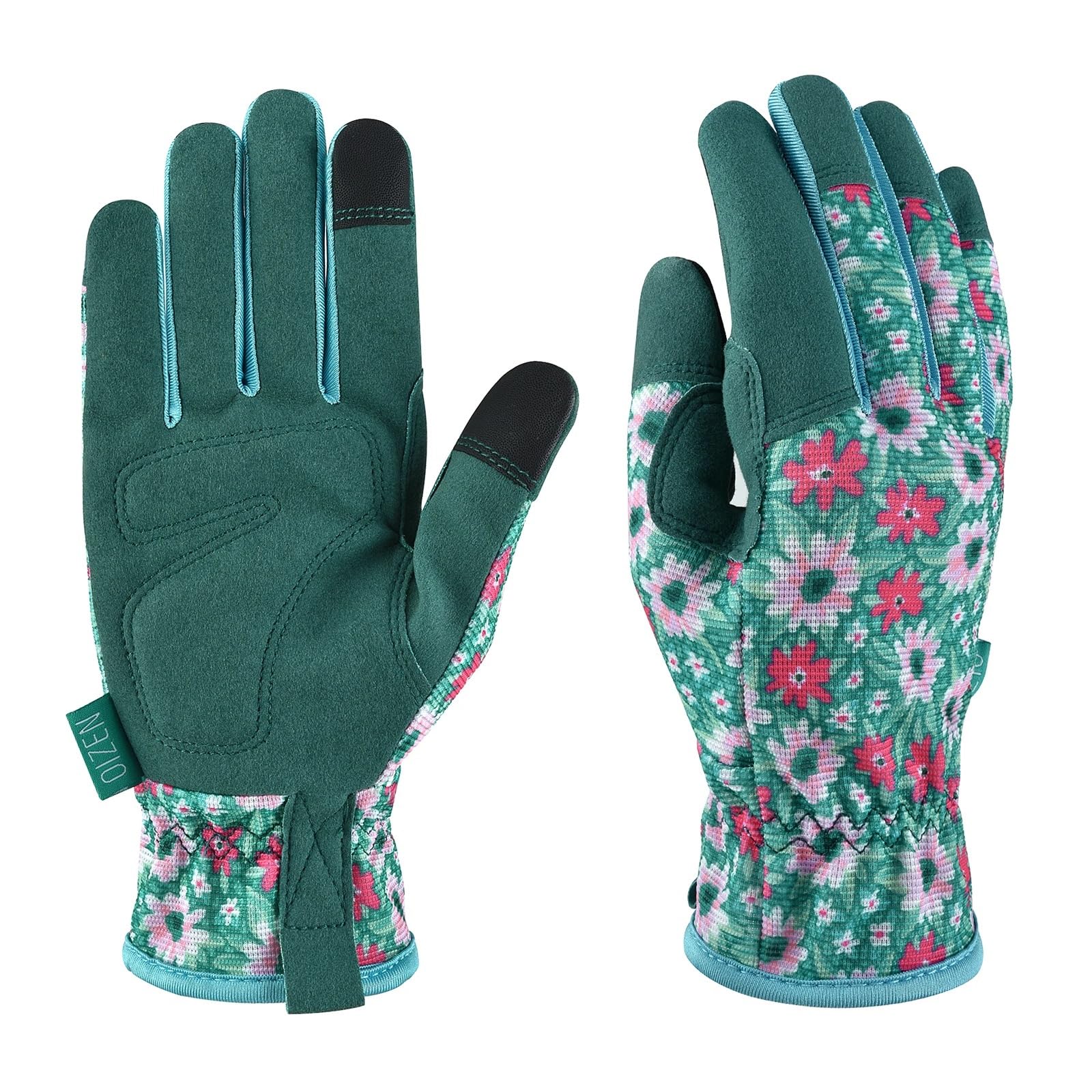 Gartenhandschuhe 1 Paar Gartenhandschuhe for Jäten, Arbeiten, Graben, Pflanzen, Gartenhandschuhe for Damen, leicht, atmungsaktiv, Touchscreen FüR Gartenwerkzeuge(Green,S)
