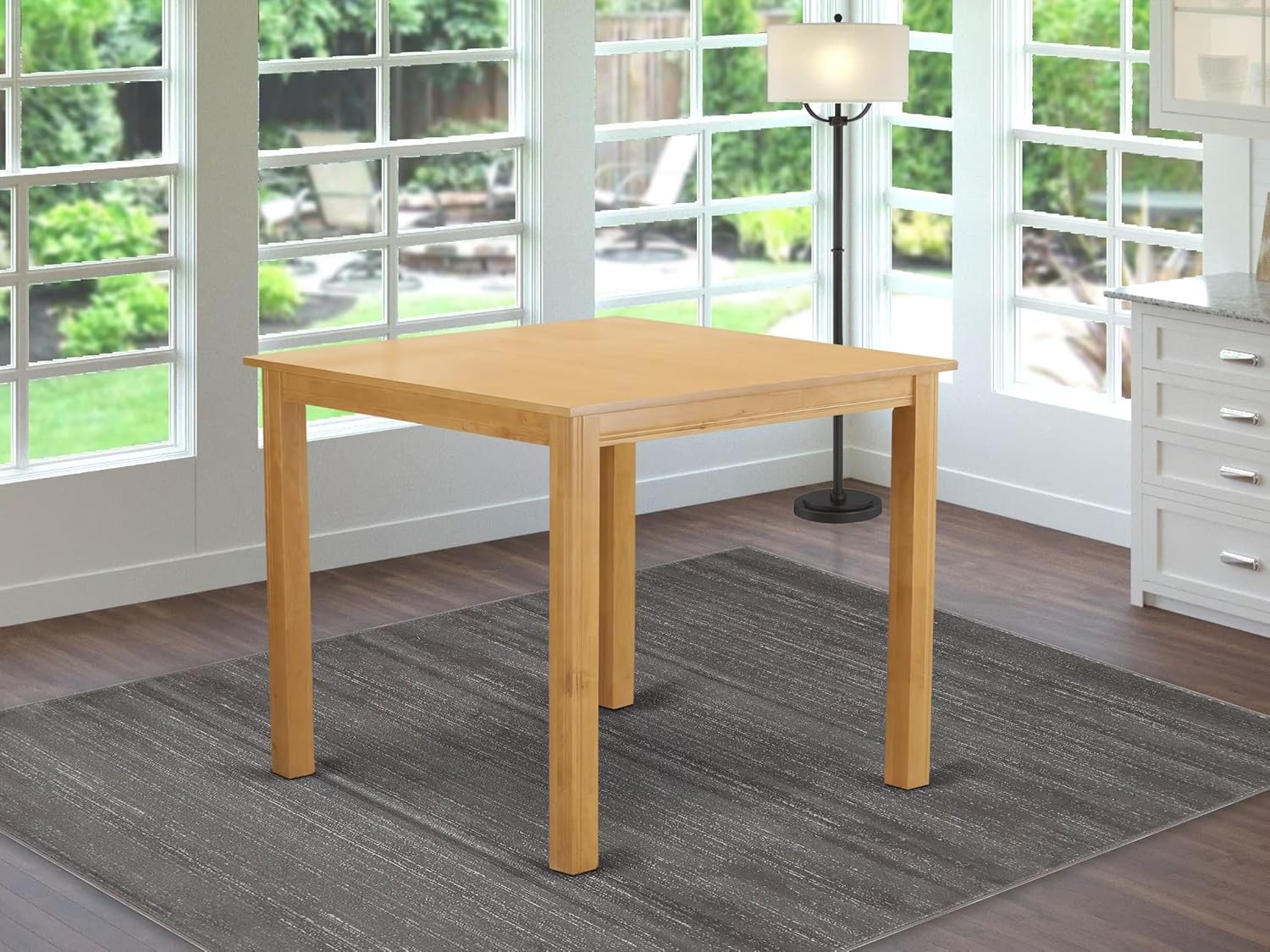 East West Furniture CFT-OAK-T Café Bar Height Counter Table - a Square Dinner Table Top with Sturdy Legs, 42x42 Inch, OAK