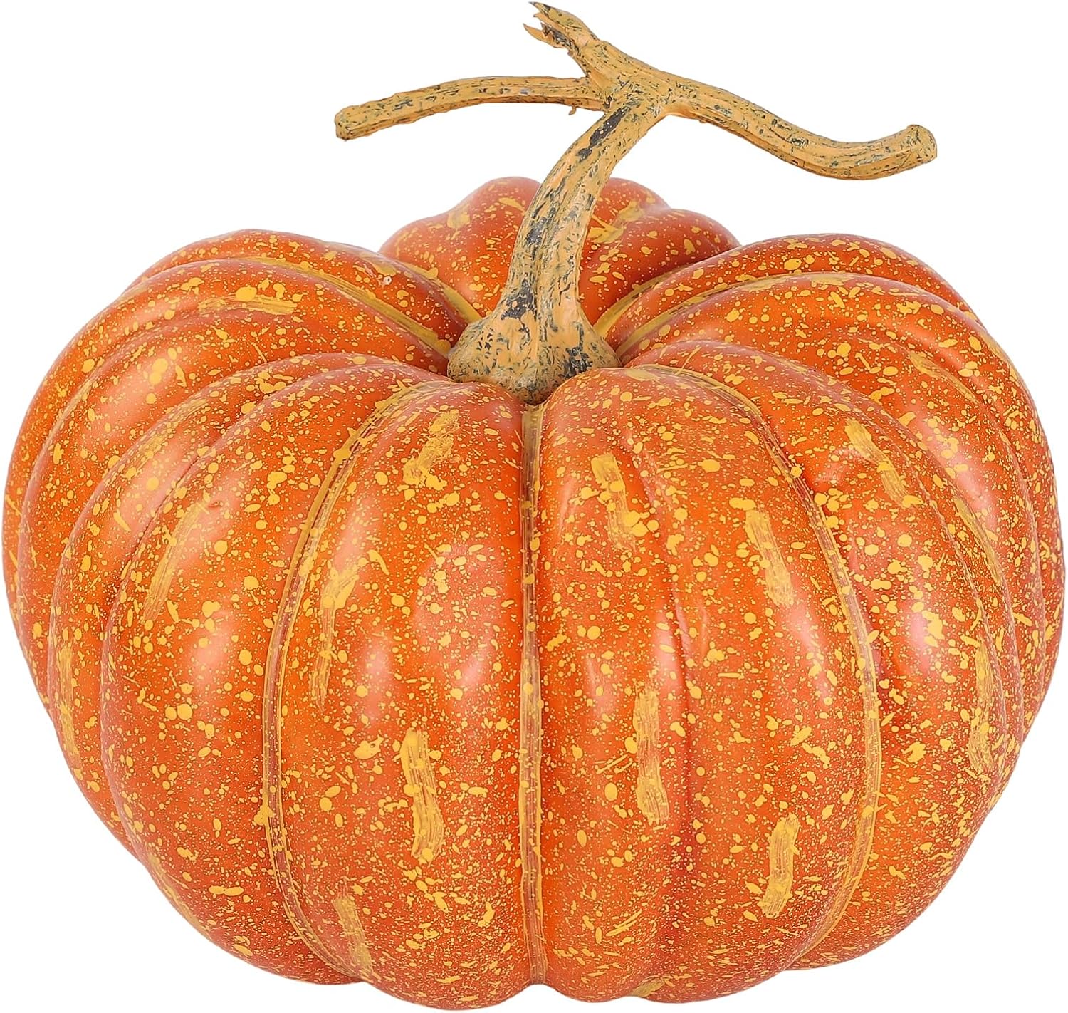 Large Artificial Pumpkin, 10.8" Fall Pumpkin Decor for Halloween, Faux Pumpkins for Decorating, Rustic Foam Pumpkins for Thanksgiving Table or Harvest Display