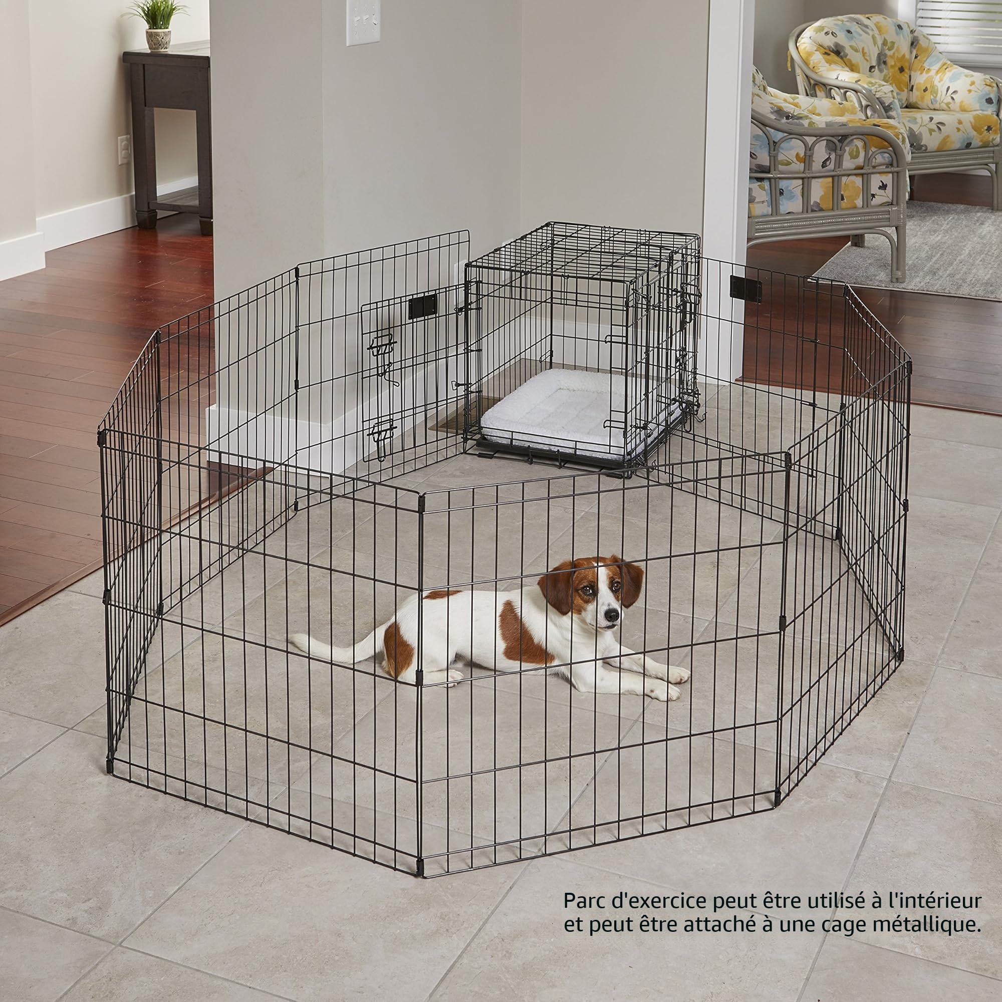 MidWest Homes for Pets 550-24 Cage d'exercice et Parc pour Chien avec Porte ; 60,96 cm x 60,96 cm ; Revêtement de Finition Noir