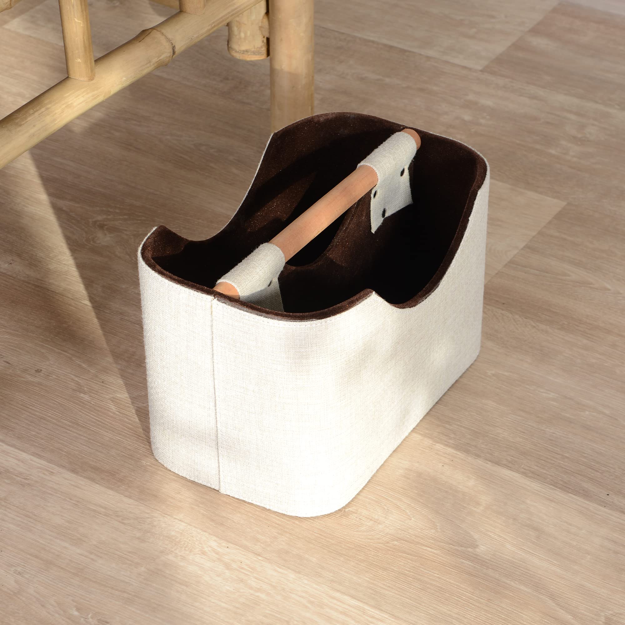 Portariviste in tessuto, 30 cm, in legno, stile moderno, colore marrone