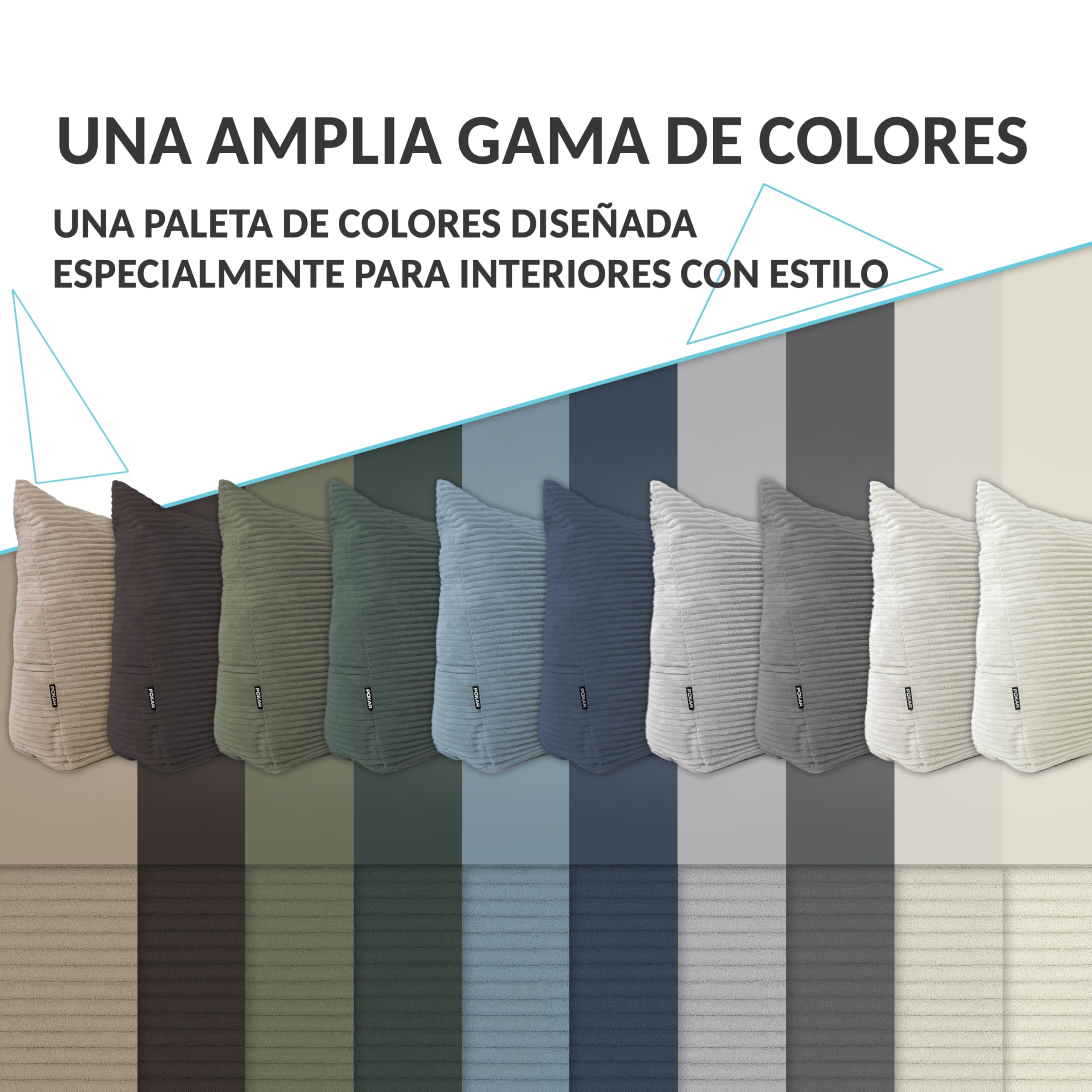 POKAR Almohada Lectura Cuña 160x50x20 cm | Cojín Respaldo para Cama y Sofá con Apoyo Espalda | Cojín Lumbar con Funda de Pana Suave y Bolsillos Laterales | Certificado Öko Tex | Caqui