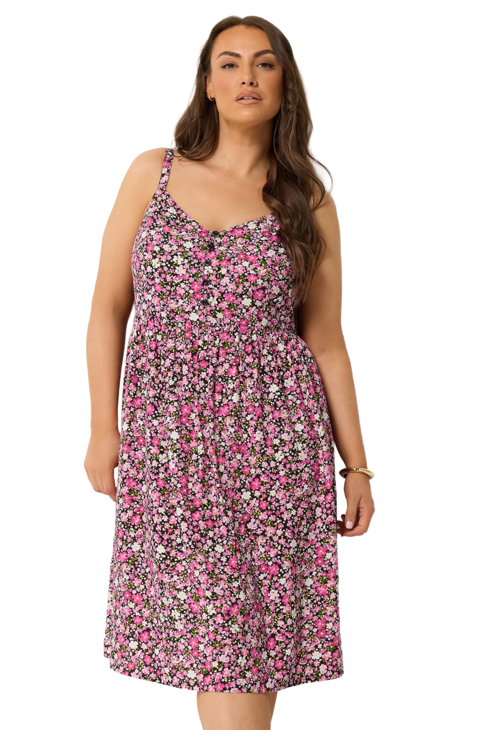 Yours Women's Sundress - Ditsy Floral - Pink - Size 26-28