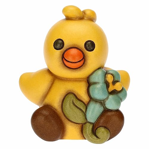 Immagine del prodotto THUN Pasqua 2023, Addobbo Pasquale Pulcino con Fiore in Ceramica Decorata a Mano in Versione Piccolo, Linea Pasqua Favolosa, 7x6.7x8.5 cm h