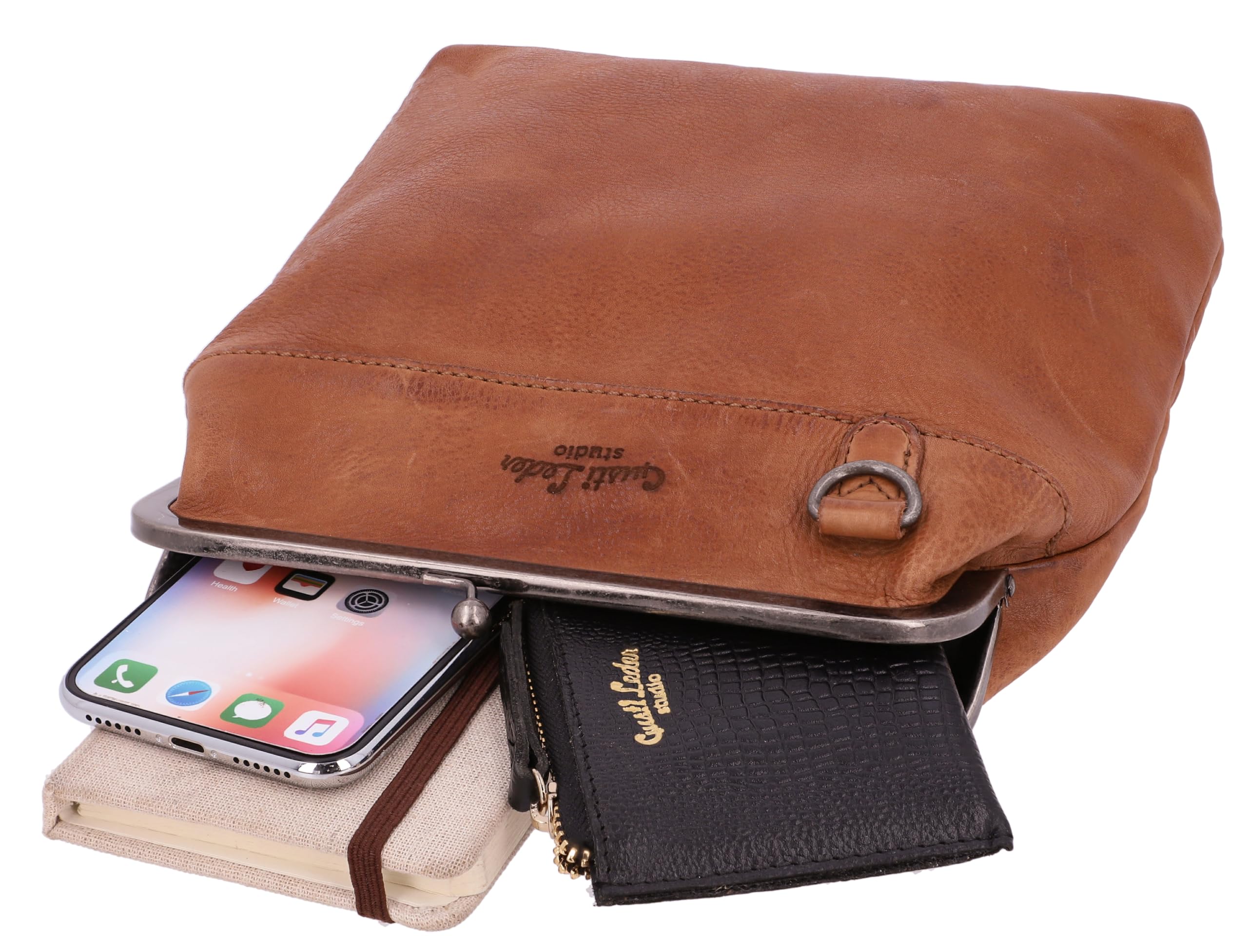 Gusti Leder Handtasche Damen Mittelgroß Echtleder – Vintage Umhängetasche Leder Braun Kratzfest Verstellbarer Riemen Alltag Reise Stadt Ausgefallene Handtaschen