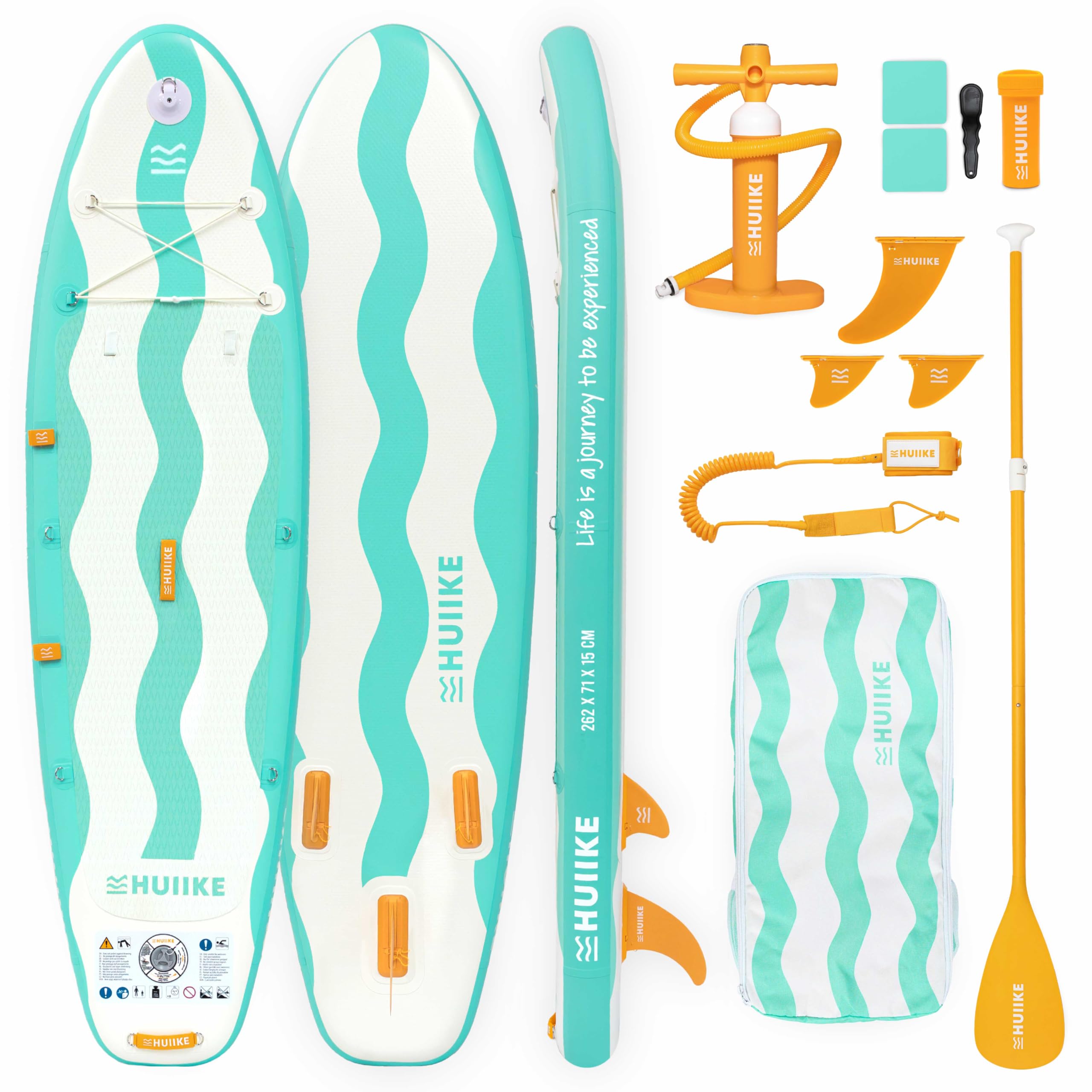HUIIKE Deska Stand Up Paddle dla Dzieci 8’7” z Akcesoriami w Zestawie, Wiosłem, Pompką, Statecznikami, Leash i Plecakiem. Pompowana Deska SUP o Dużej Stabilności i Wytrzymałości. Udźwig do 80 kg