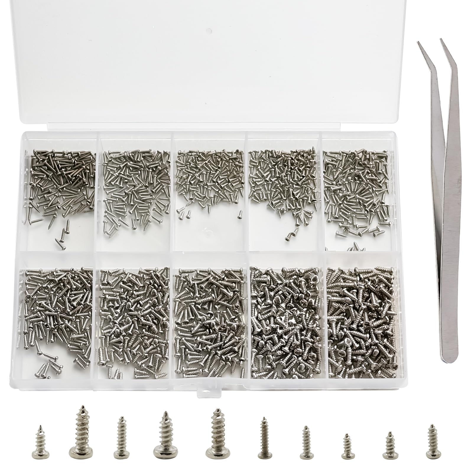 1200 Stück Mini Schrauben Set - M1 Bis M1.7 Selbstschneidende Edelstahl Schrauben Für Uhren & Elektronik