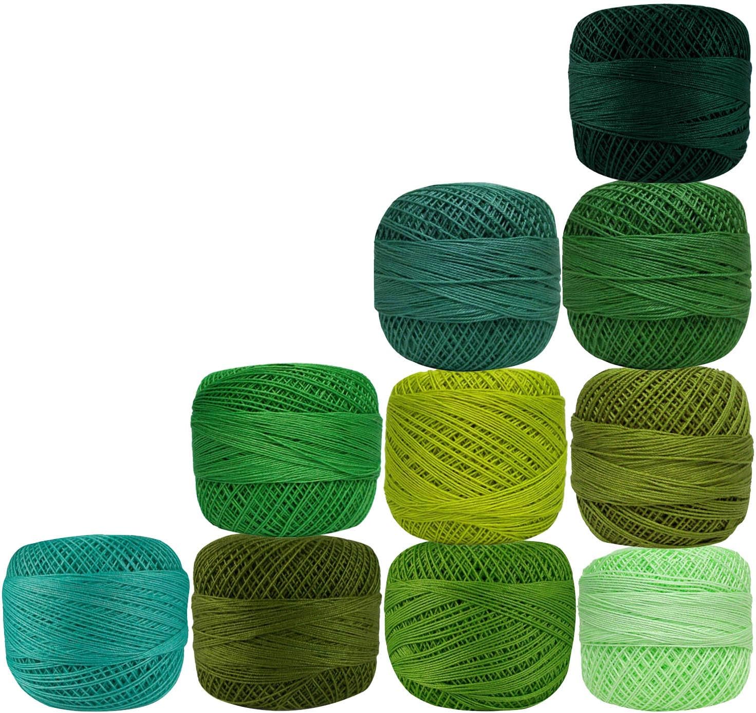 Green Cotton Crochet Thread Knitting Mercerized Embroidery 10 Pcs Yarn Doilies Skeins Lacey Craft