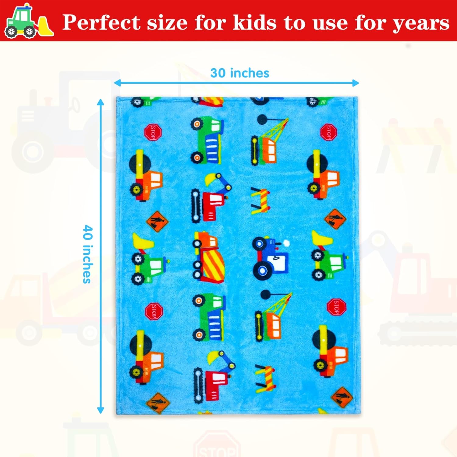 Lukeight Construction Toddler Blanket Gifts for Boys and Girls, Plush and Thick Boys Truck Blanket Birthday Gifts for Toddler and Baby (Construction, 30x40 Inches) - Image 6