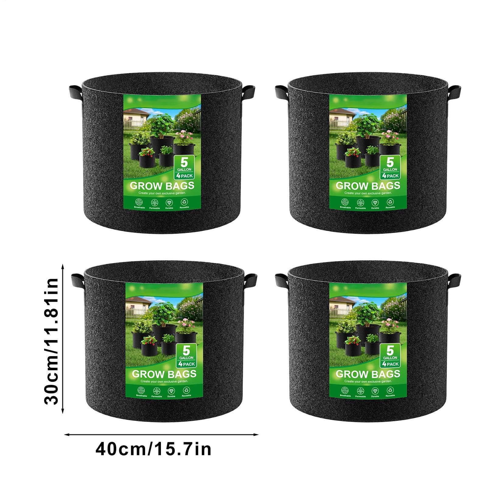 Bolsas de Cultivo de Tela 4 Piezas Contenedor Textil para Cultivo | bolsas cultivo flores para verduras, tomate, patata, fresa, jardín exterior, balcón, invernadero, vivero y patio