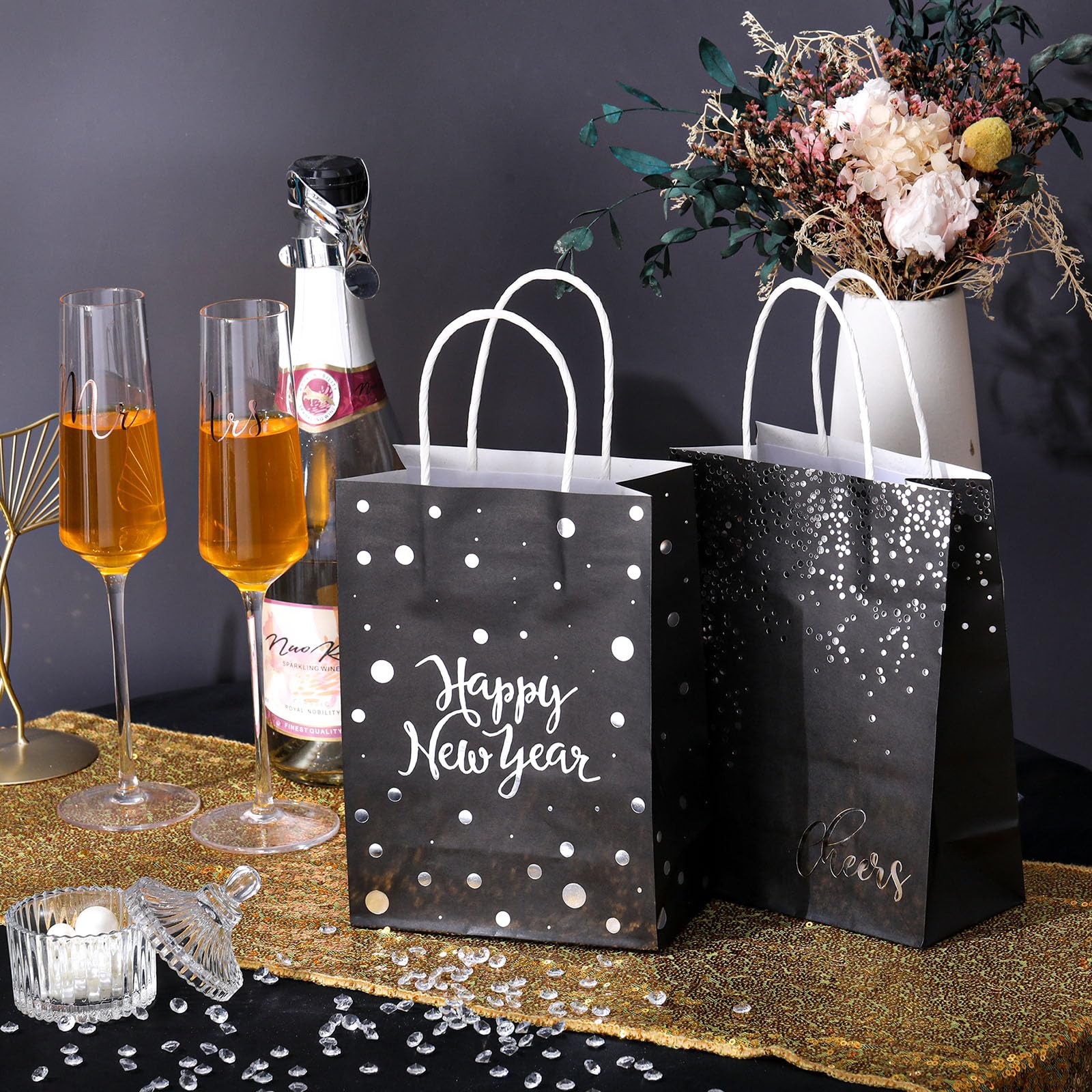 Amazon.com: Locmeo 60 Pcs Happy New Year Gift Bags with Handles