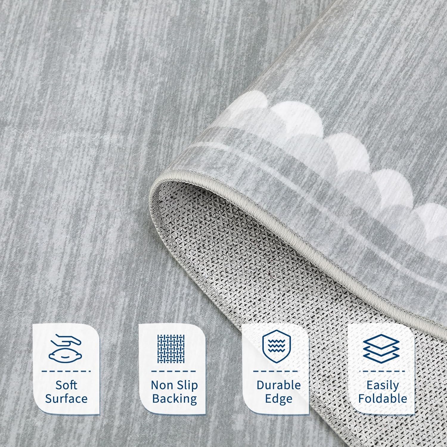 COZYLOOM 2x6 Hallway Runner Rug Machine Washable Area Rugs with Non Slip Backing, Modern Stain Resistant Non Shedding Mat Low Pile Foldable Thin Minimalist Carpet for Bedroom Entryway Kitchen, Grey