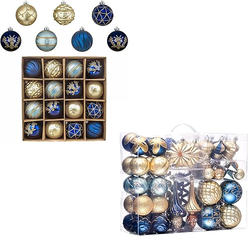 Valery Madelyn Adornos de bola de Navidad de color azul y dorado, adornos inastillables para decoraciĂłn de Navidad (paquete de 2 artĂculos) Valery Madelyn Adornos de bola de Navidad de color azul y dorado, adornos inastillables para decoraciĂłn de Navidad (paquete de 2 artĂculos)