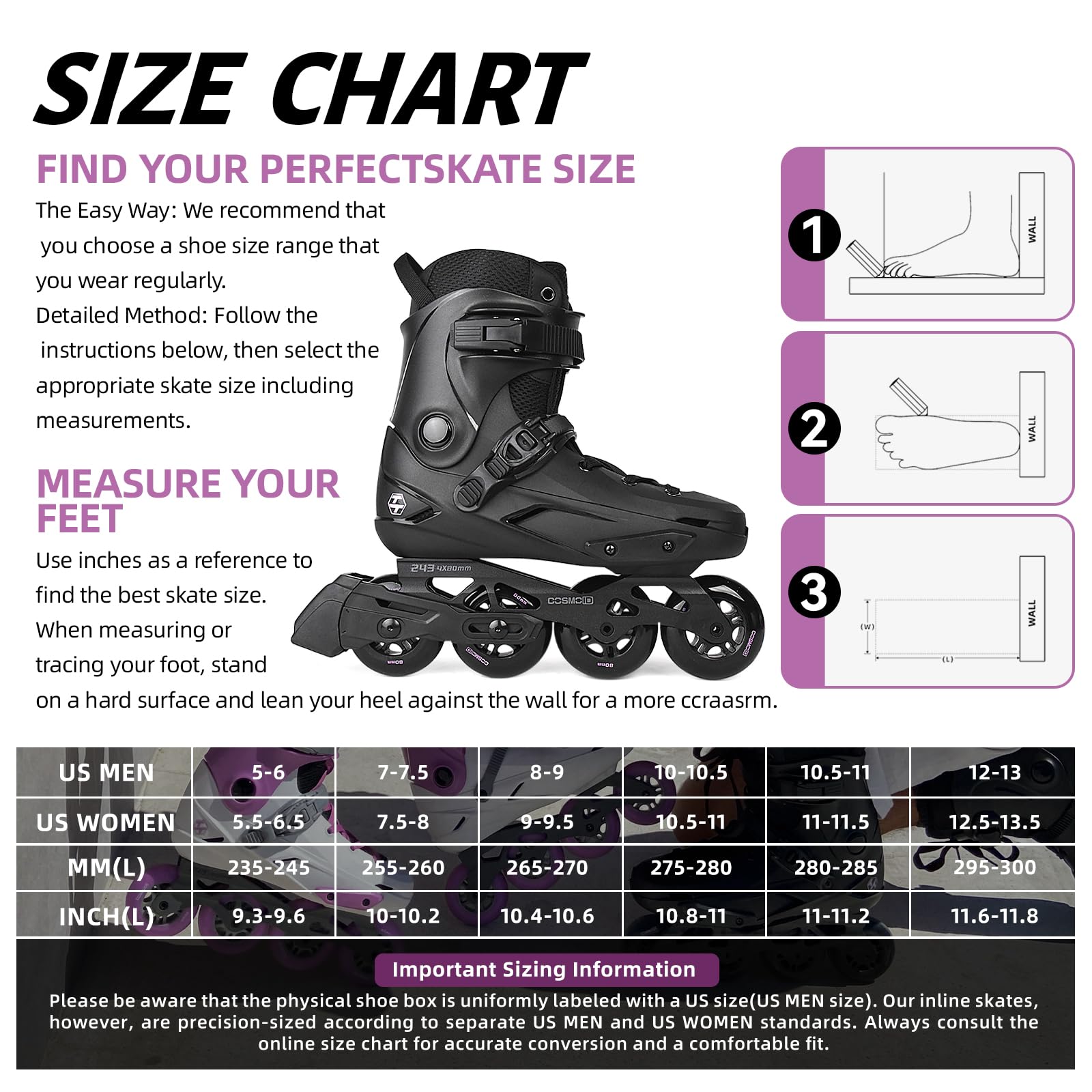 Inline Skates for Women Men, Roller Skate Blade Adult Male Female, Professional Fitness Roller Skates Blades for Unisex