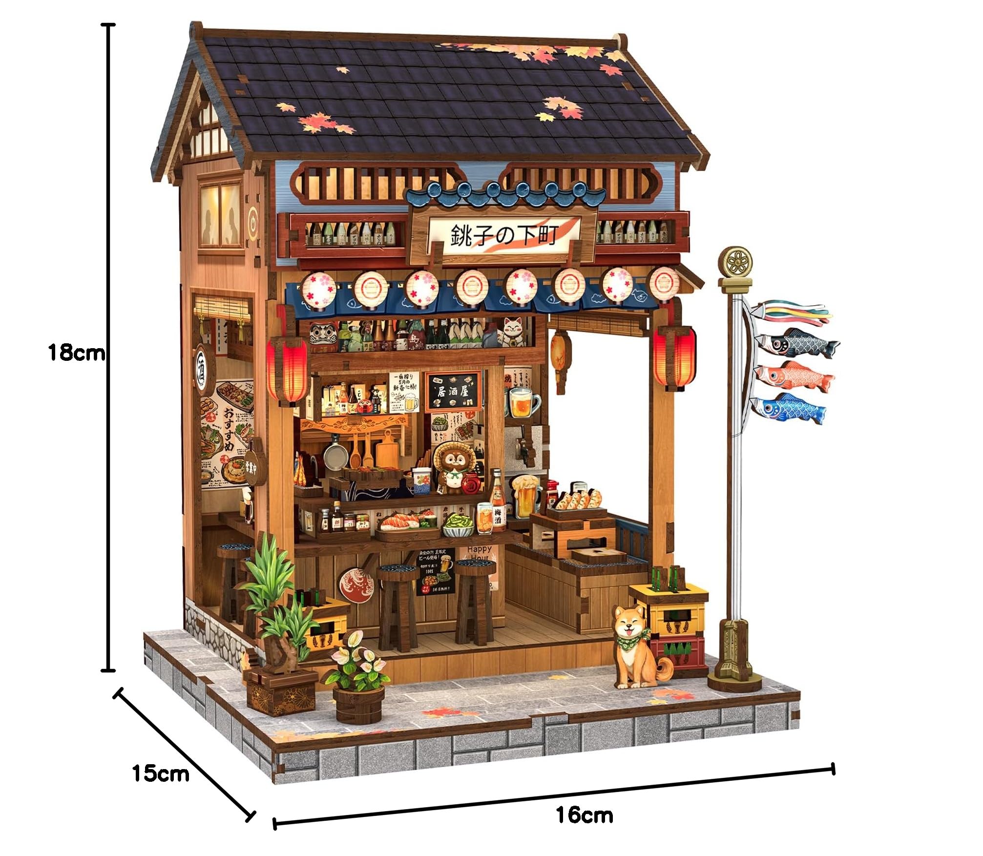 CUTEBEE Book Nook Kit para Adultos - Maqueta 3D Izakaya Japonesa en Miniatura, Casa de Muñecas con Decoración para Estanterías, Puzzle de Madera DIY y Regalo Creativo（Choshi no Shitamachi）