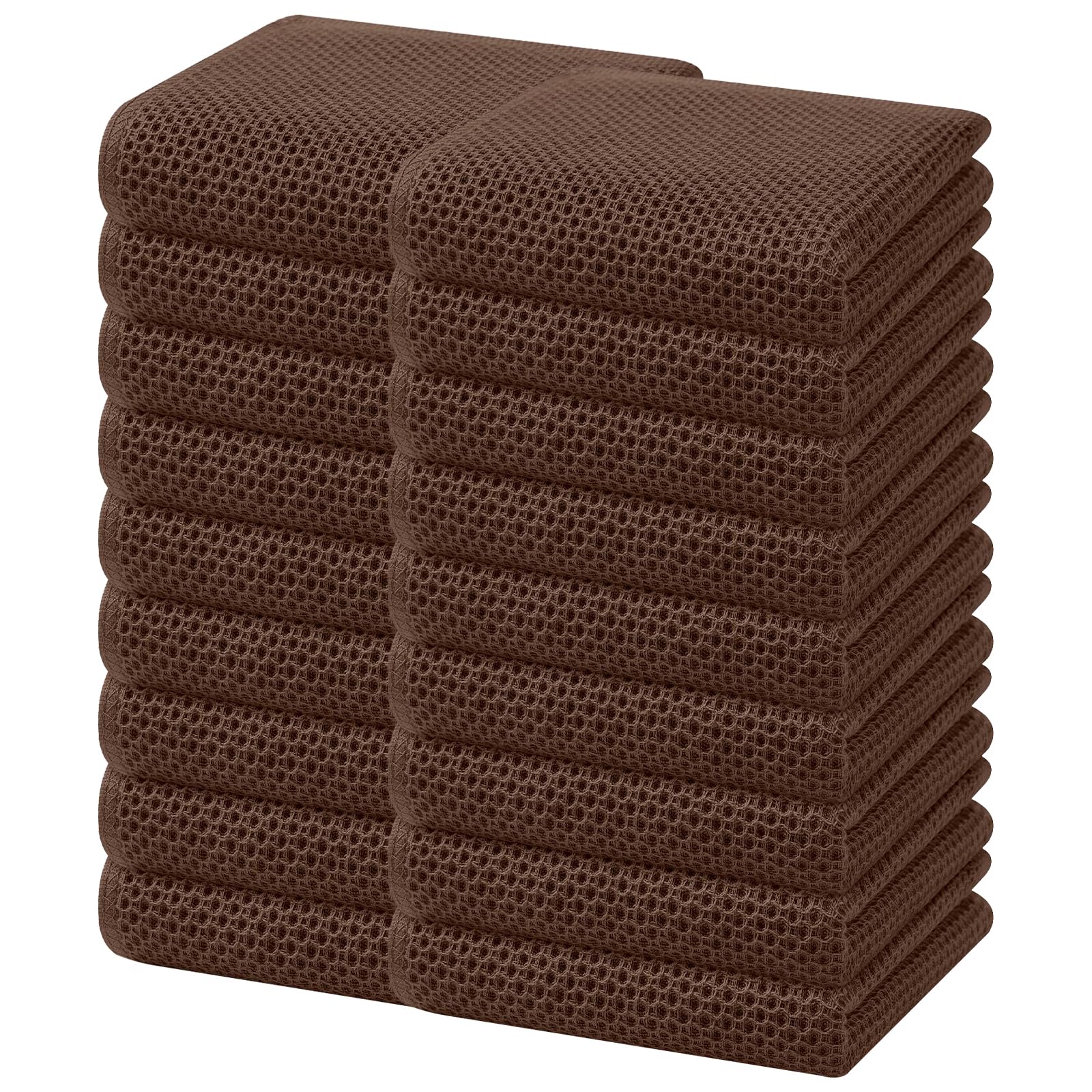 Homaxy 100% Cotton Waffle Weave Kitchen Dish Towels 18-Pack, Coffee