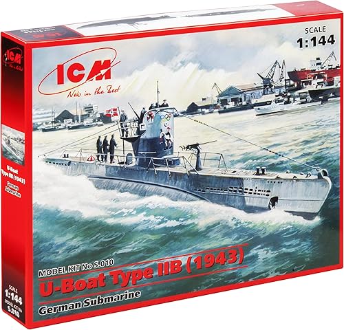ICM S.010 - Kit de modelo de embarcación militar de plástico U-Boat Tipo IIB (1943), submarino alemán - Escala 1144 disponible en Yaxa Venezuela