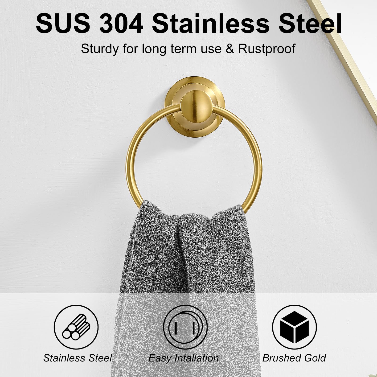 SEIDO Towel Rack Wall Mounted, SUS 304 Stainless Steel - View #7