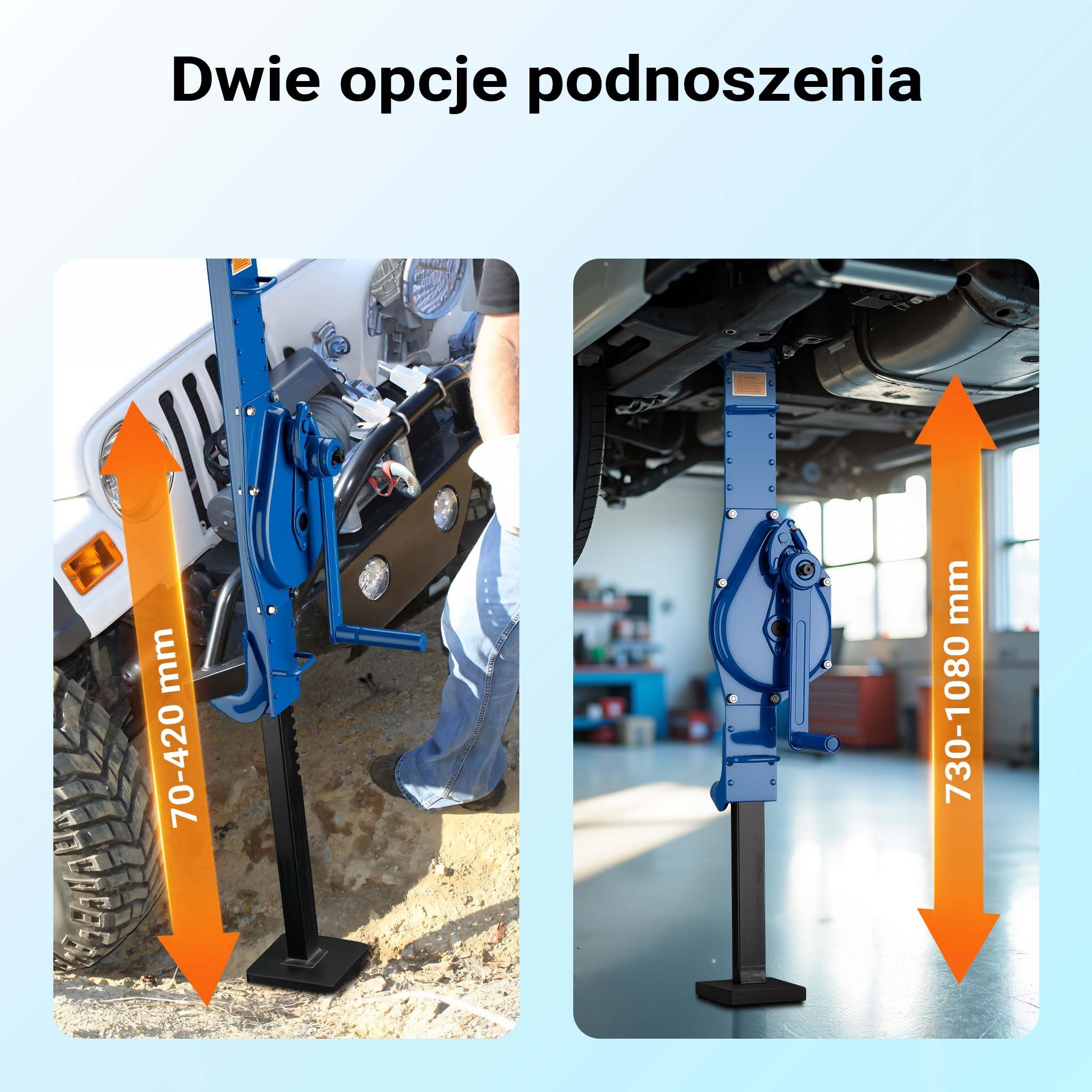 Wiltec Podnośnik kolejowy korbowy 3000kg o wysokości 725mm wysokość podnoszenia 350mm stalowy