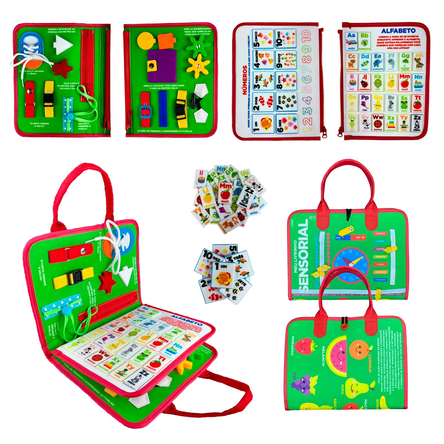 Livro Educativo Montessori: Meu Livrinho Sensorial Maleta