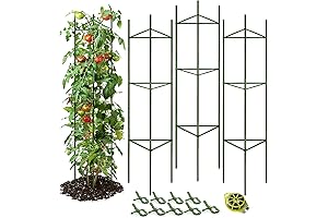 GROWNEER Tomato Cages, Improved 3-Pack Vertical Tomato Trellis Plant Support Stakes