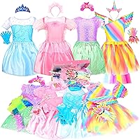 Vista 1 de Princess Dress Up Clothes for Little Girl Role Play Costume Gift Set Princess Dress Up Toys for Toddler Girls Rosa