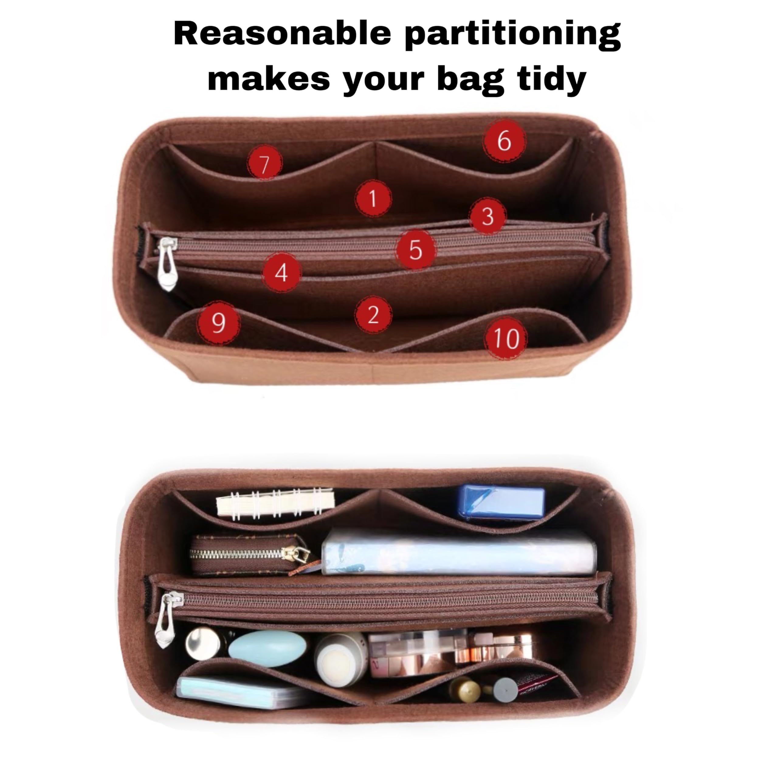 Organizer Per Borse In Feltro - Con Cerniera, Tasche Multiple, Per Neverfull E Tote | Piccolo E Pratico - Foto 2