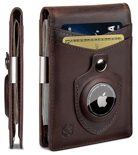 SERMAN BRANDS Money Clip Wallet - Mens Wallets slim Front Pocket RFID Blocking Card Holder Minimalist Mini Bifold - Texas Brown Transformer Air - Transformer Air Wallet