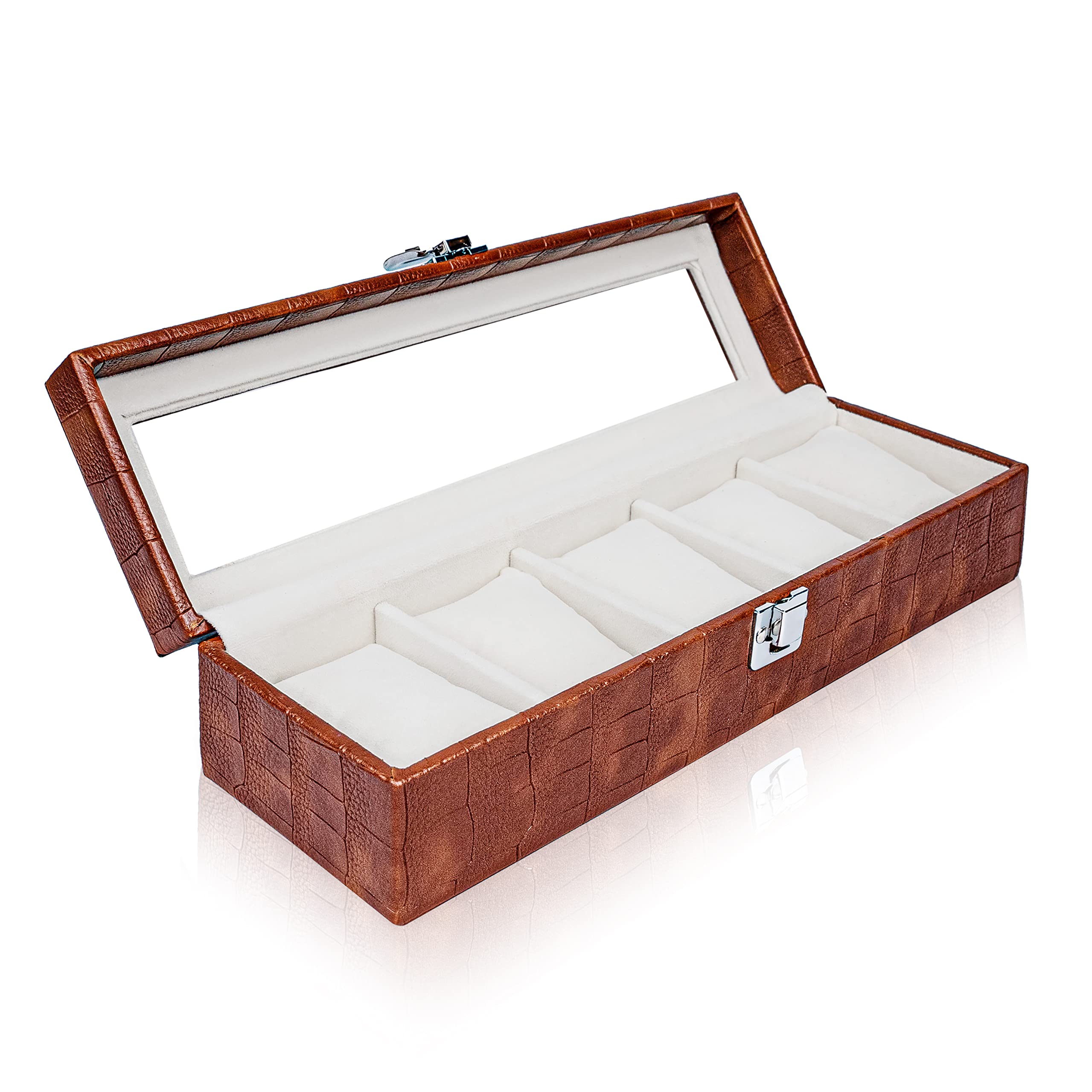 Sinaea Watch Box Organizer Real Glass Lid Watch Display Case For Men Women Premium Vegan Leather 5 Slots Watch Luxury Case Organizer Ideal for Christmas Birthday Fathers & Thanksgiving Day (Tan) (B0BY7DKFLY) Amazon Price History, Amazon Price Tracker