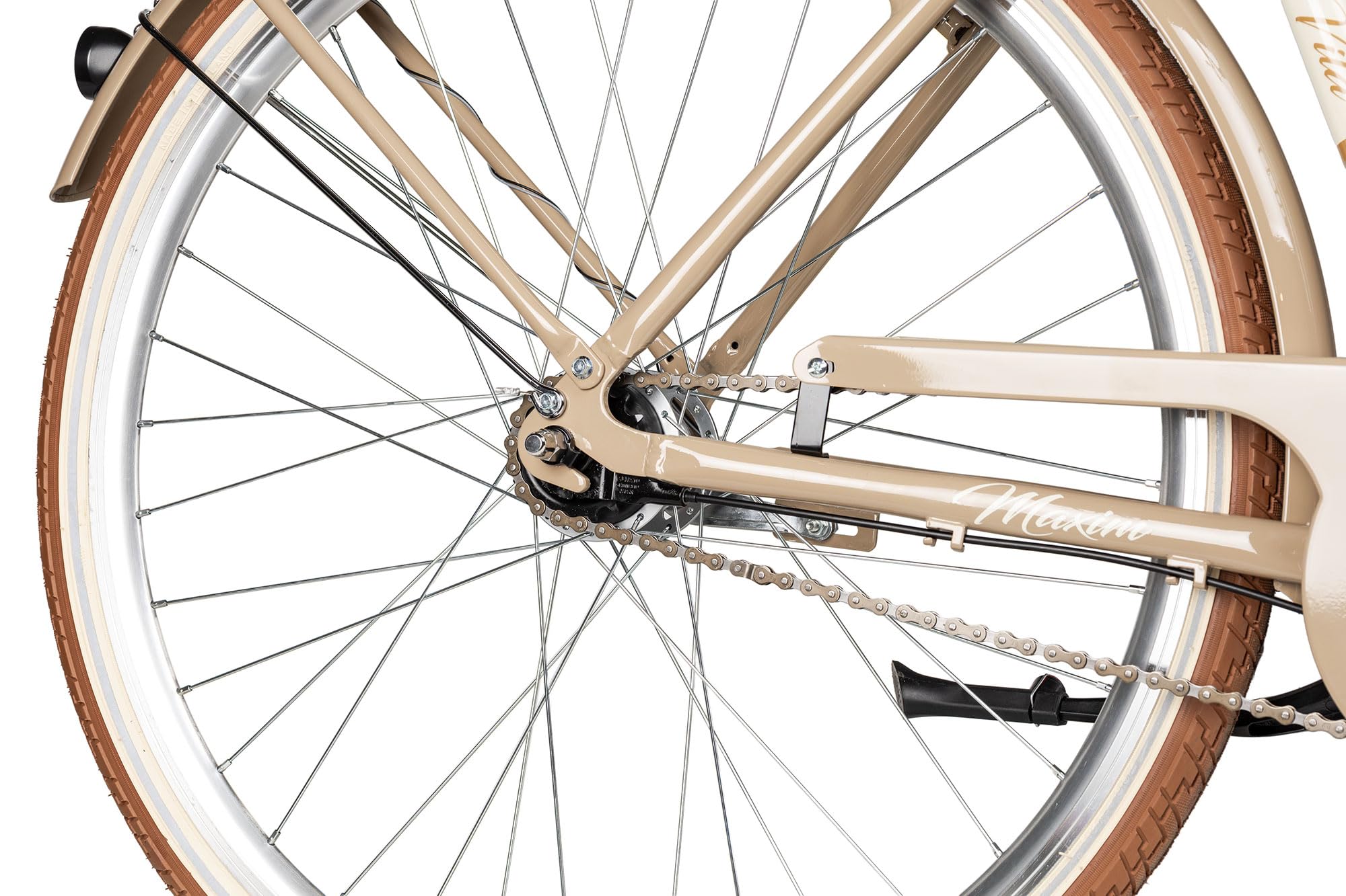 citybike maxim La Vita Nexus | 28 Zoll | 7-Gang Schaltung Farbe:Weiss / Wachsgelb Lidl Fahrradschloss - Crivit® Hardtail