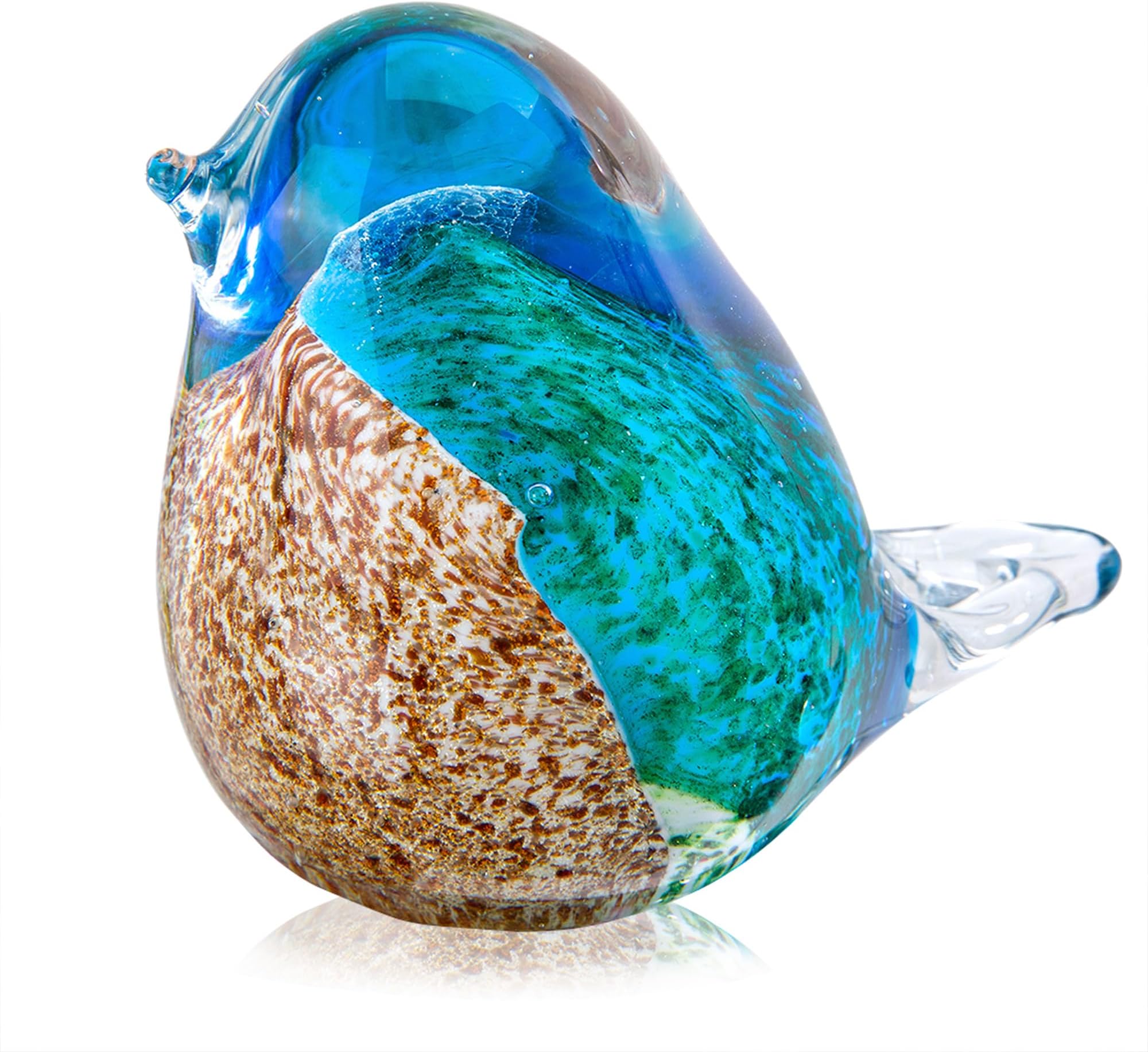 Sponsored Ad - 4.3" Glass Blue Bird Figurine, Blown Glass Bird Statues Home Decor, for Women Mom Bird Lover