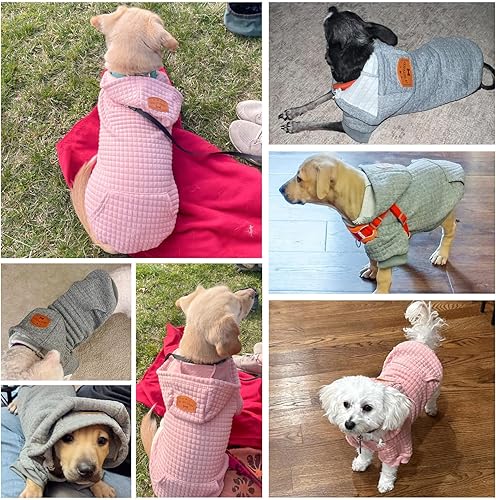 Miniatura 7 de BEAUTYZOO Suéter con capucha para perros pequeños y medianos con bolsillos, ropa para perros pequeños y medianos, abrigos de algodón laminado para