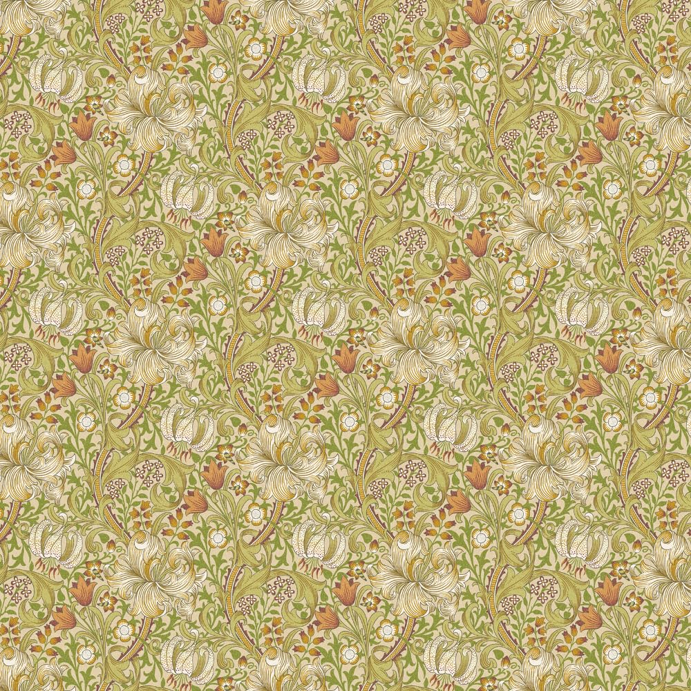William Morris Golden Lily Cotton Panama Digital Fabric Floral Upholstery (Sold Per Half Metre) (Cornsilk)