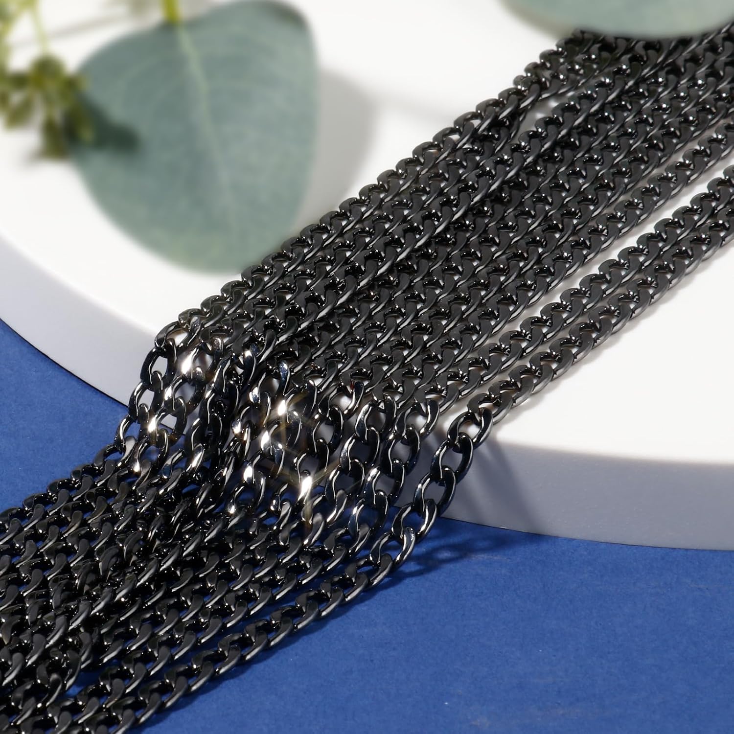 [33FT] Gunmetal Stainless Steel Curb Chains for Jewelry Making, 4.5mm Wide 304 Stainless Steel Cuban Link Chain Roll Bulk for DIY Jewelry Making Craft