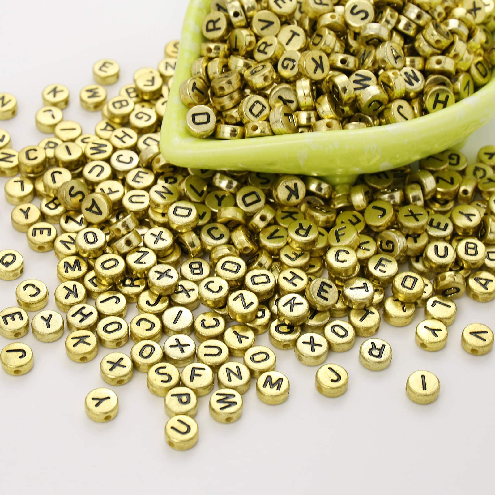 ToBeIT 1000Pcs Gold Round Letters Beads Acrylic Alphabet A-Z Round Beads Gold Craft Beads, for Jewelry Making Bracelets - Image 4