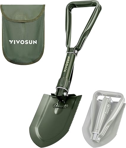 VIVOSUN Pala de supervivencia militar plegable para camping, multiherramienta para camping, senderismo, mochilero