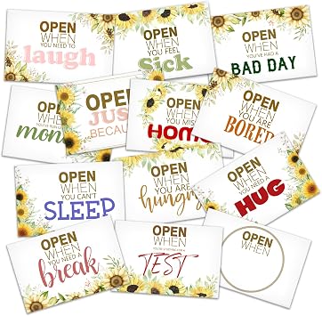 Open When You Letters Kit, Open When Envelopes with Sunflower, University Student Go to School Handmade Gift, Leaving Home Present College or High School Boarding Student Care Package -04