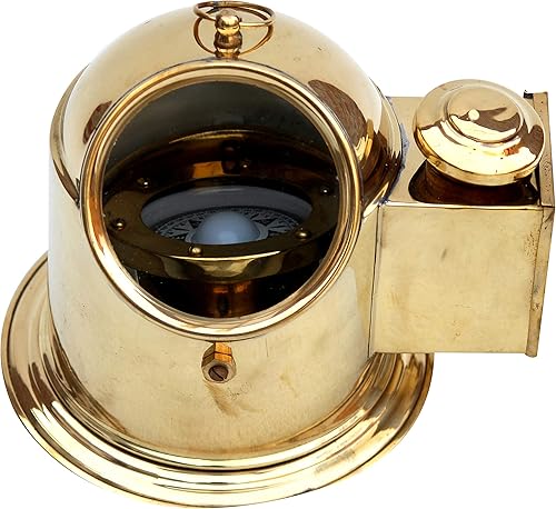Casco Binnacle de latón brillante hecho a mano con brújula Gimballed Navigate Precision Vintage Maritime Sailor's Collection Ship Sailor Compass