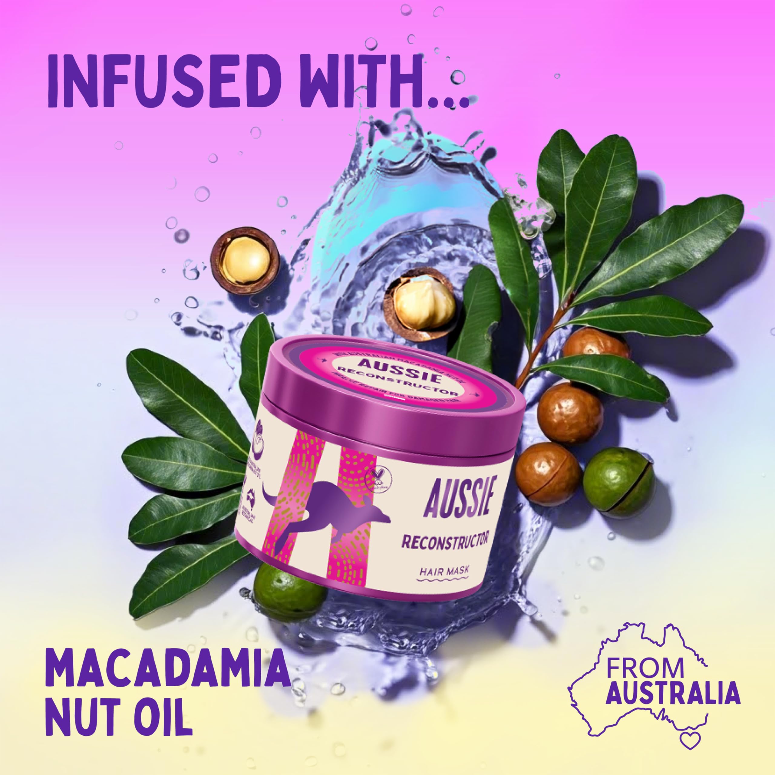 Aussie Reconstructor Hair Mask 500ml to Revive and Moisturise Dry and Damaged Hair, Leaving it Smooth and Soft, Infused with Australian Macadamia Nut Oil, Vegan and Cruelty-Free - Image 4