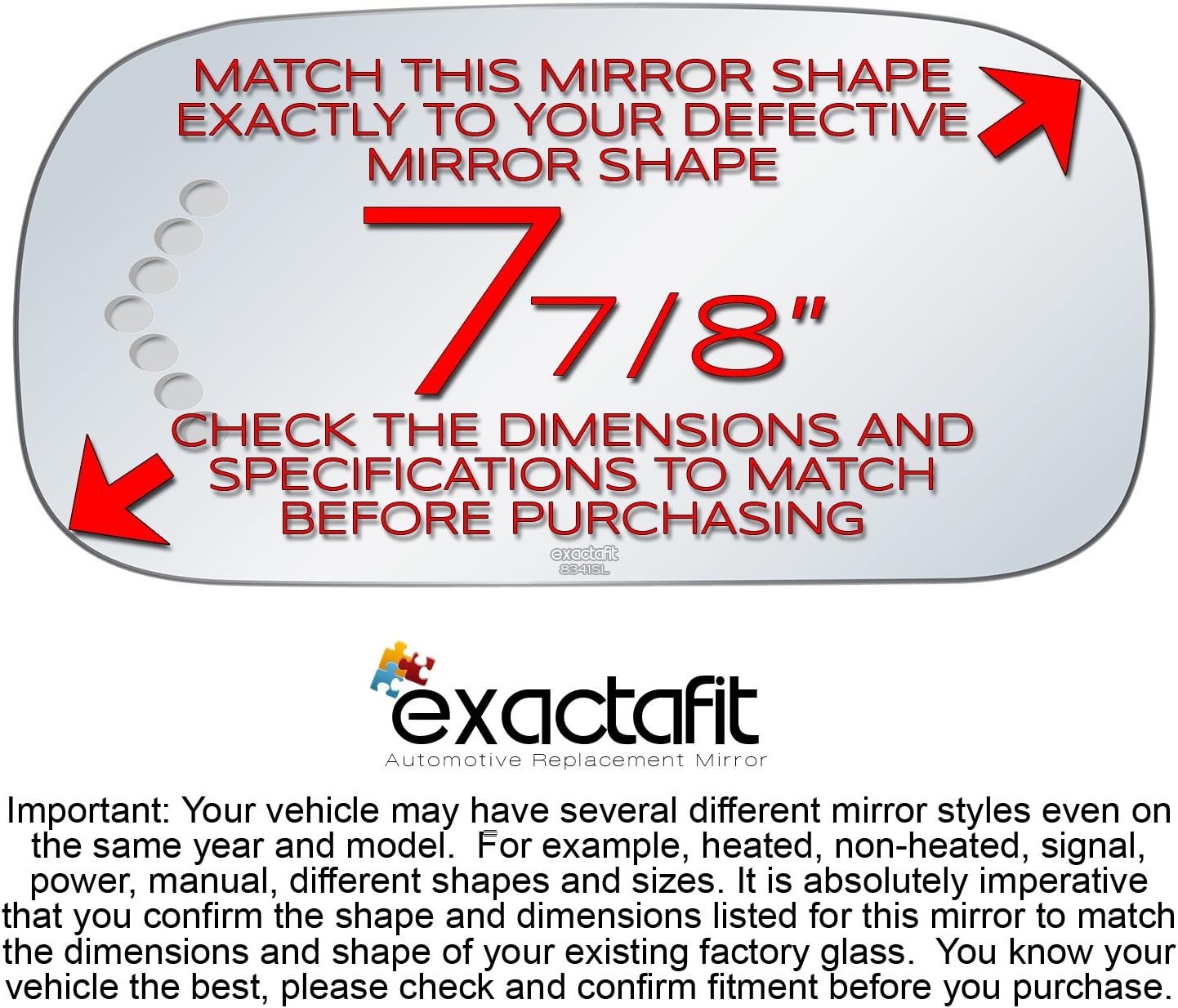 exactafit 8341SL Driver Side Mirror Glass Replacement Repair With Turn Signal Arrow Compatible With 2003 2004 2005 Cadillac DeVille