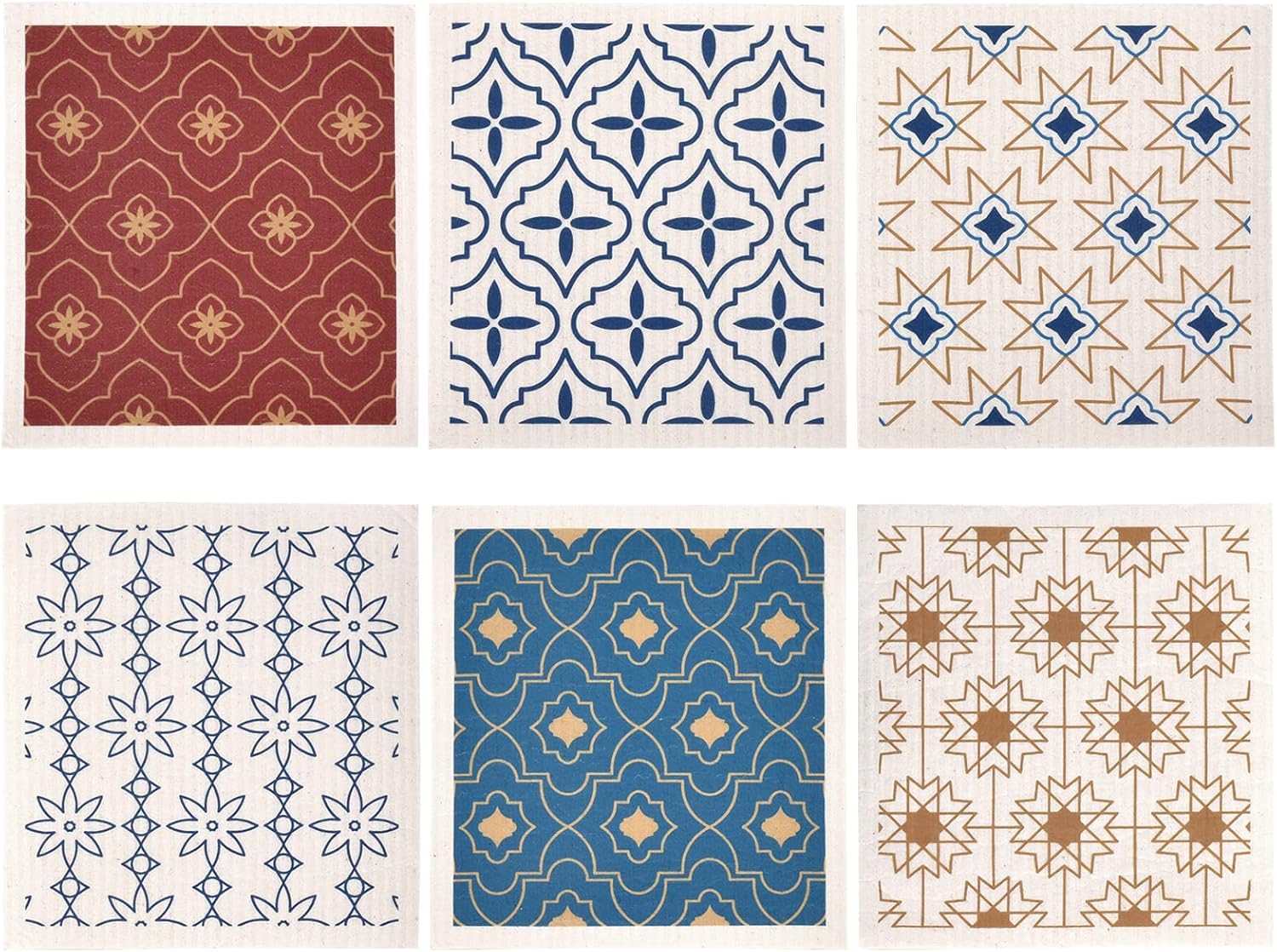 Set of 6 Kitchen Nordic Scandi Geometry Damask Morocco Art Swedish