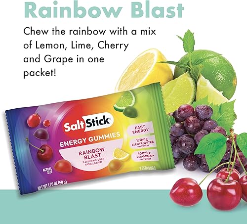 Miniatura 6 de SaltStick Gomitas energéticas con electrolitos, paquete variado, gomitas de electrolitos fáciles de masticar, masticables energéticos que saben muy