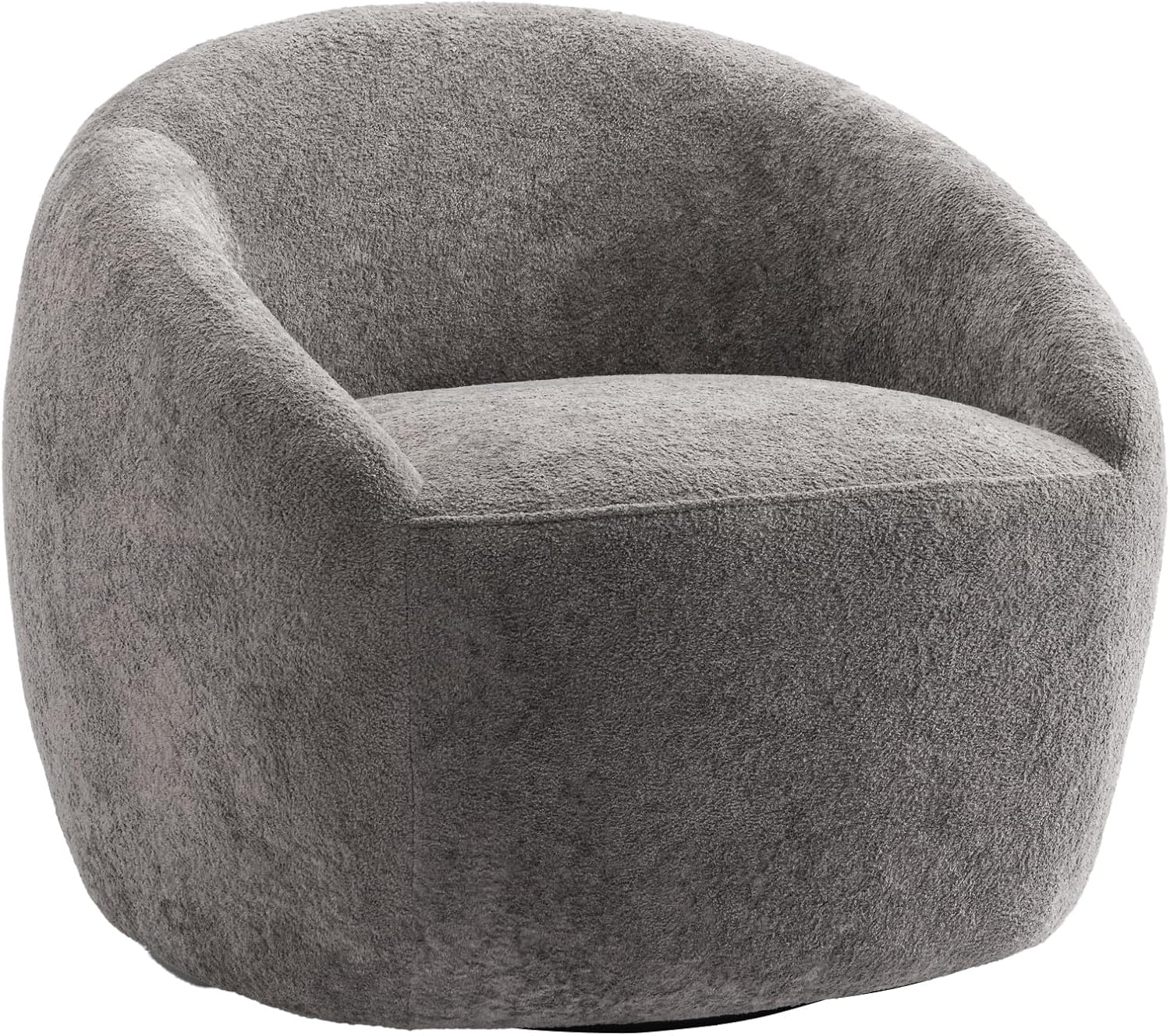 COSIEST Gray Swivel Chair, Boucle Swivel Accent Chair for Living Room, Oversized Swivel Chair with 360° Base, Cozy Round Swivel Barrel Chair