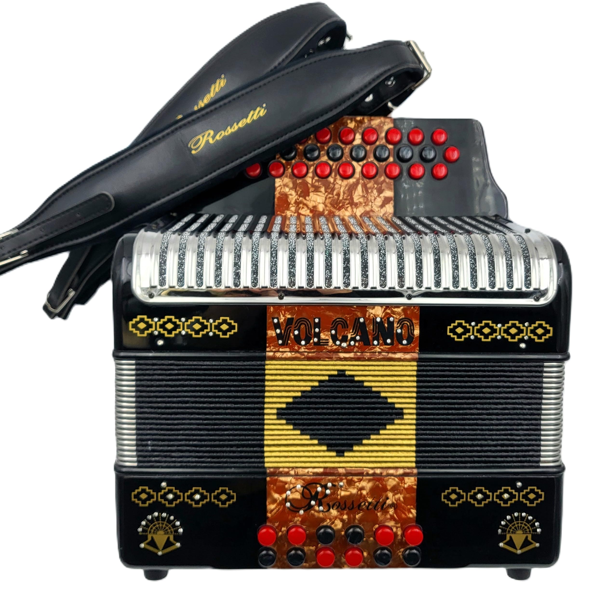 Rossetti Volcano 3112 31 Button 12 Bass Accordion GCF SOL Black/Gold