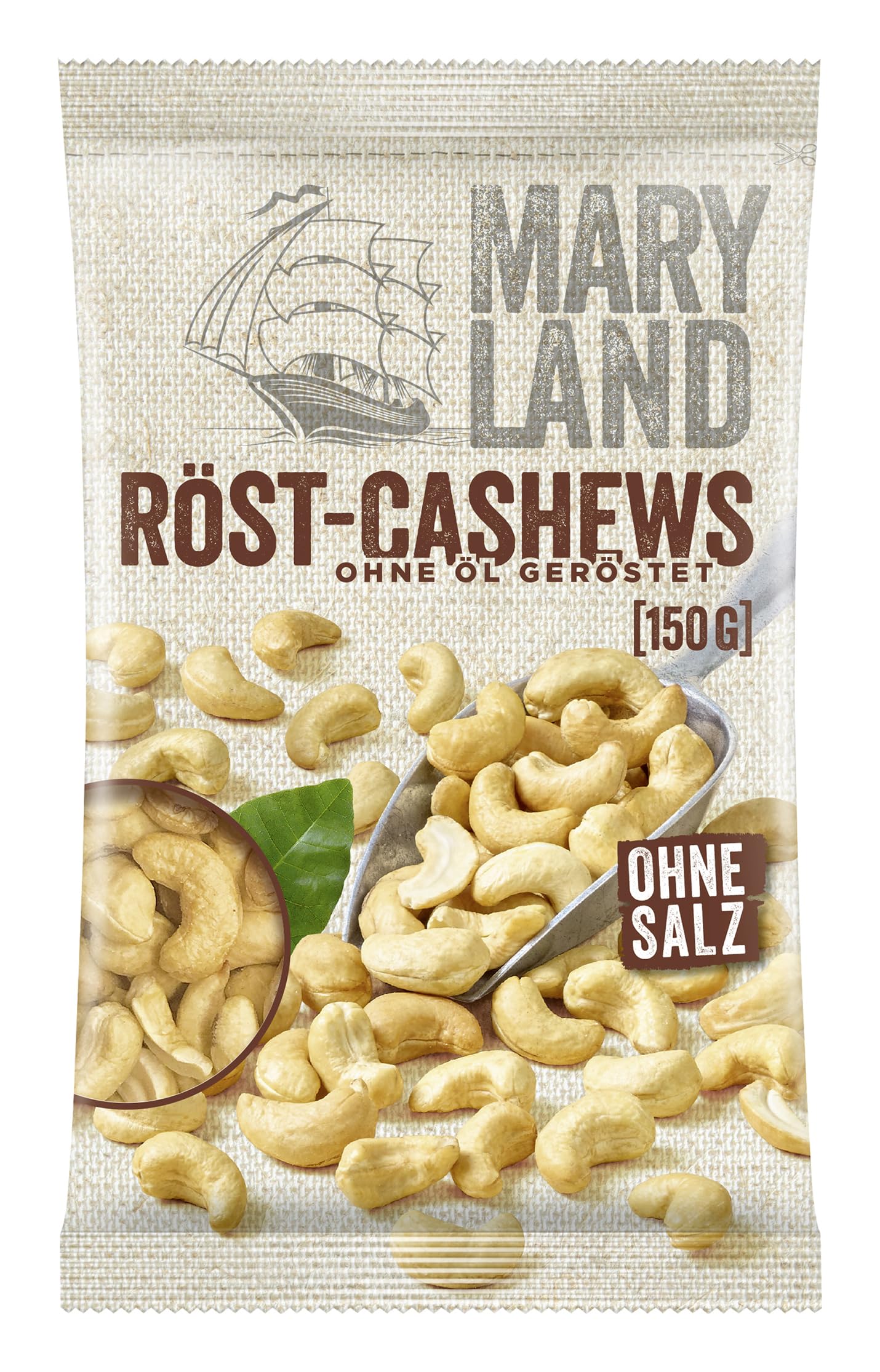 Maryland Röst-Cashews 150g Beutel - Cashewkerne schonend ohne Öl geröstet - aus eigener Röstung in Deutschland (1 x 150g)