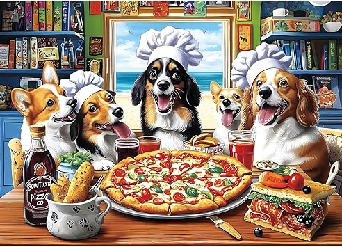 Dogs and Pizza Jigsaw Puzzle