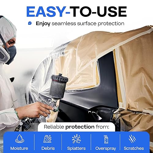 Miniatura 6 de IDL Packaging Rollo de papel de enmascaramiento marrón de 12 pulgadas x 60 yardas para cubrir el área (caja de 12)  Papel de pintura de