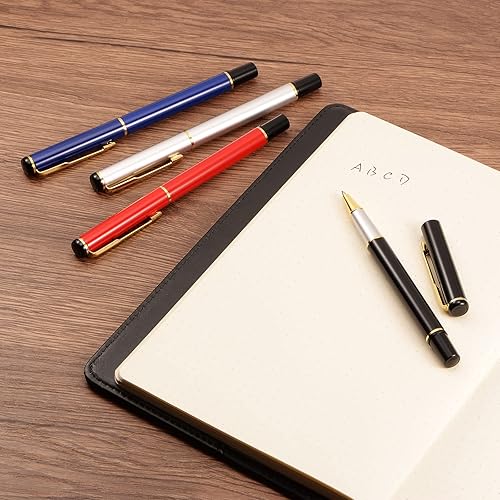 Miniatura 5 de PATIKIL Bolígrafo de metal de 5.315 in, paquete de 6 bolígrafos de gel de tinta negra de punta media de 0.039 pulgadas (0.039 in), bolígrafos de