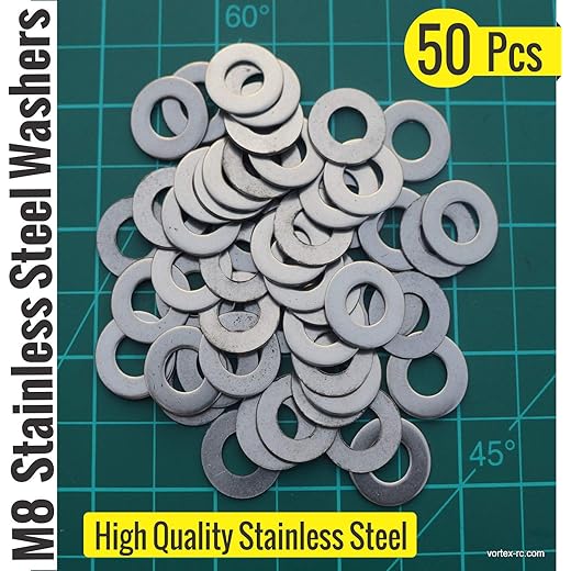M8 Stainless Steel Washers 50Pcs
