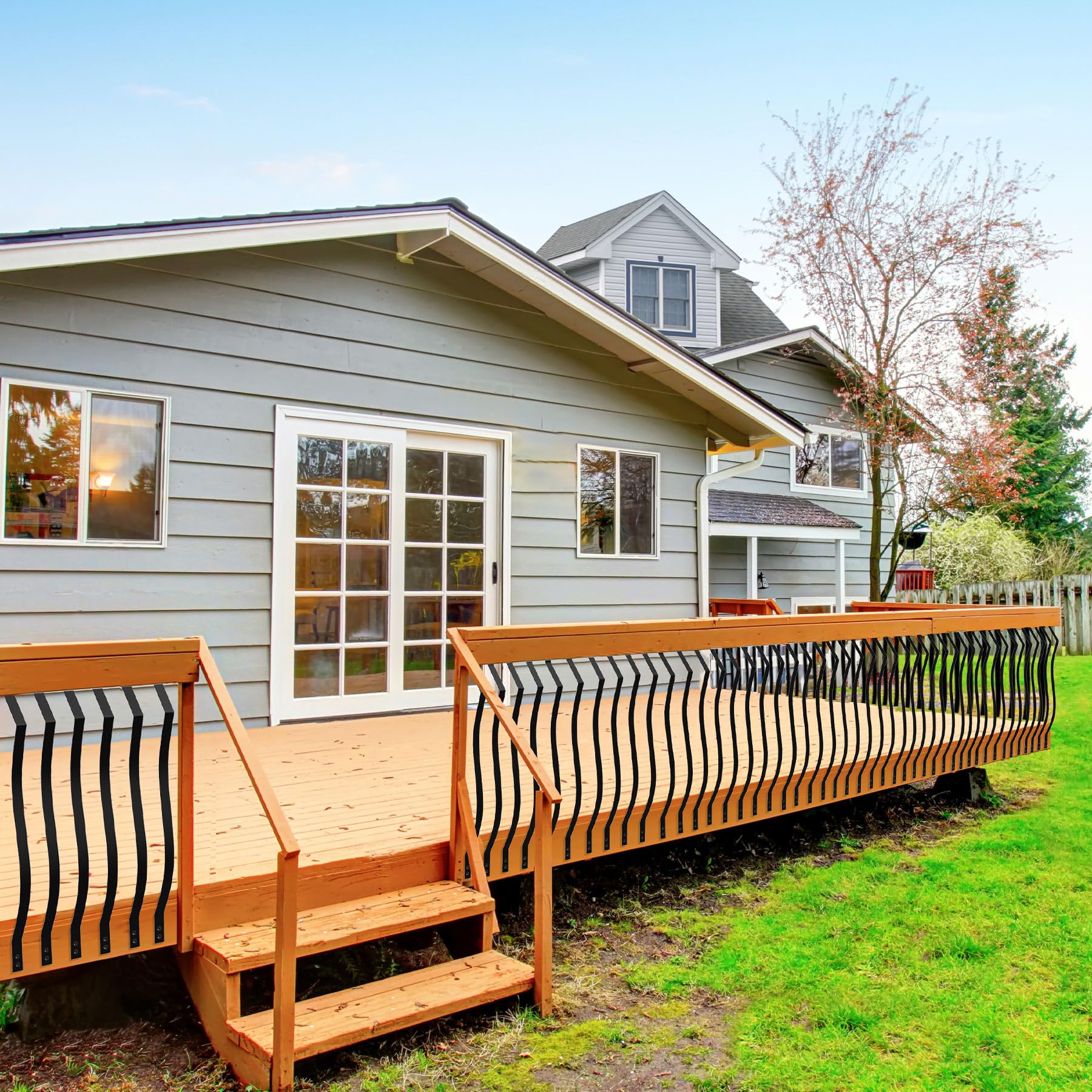 Akenow 26 Pack - 32.25 X 1 Deck Spindles,Metal Deck Balusters With Screws, Iron Balusters For Deck Railing, Heavy Duty Staircase Balusters, Porch Railing - View #11